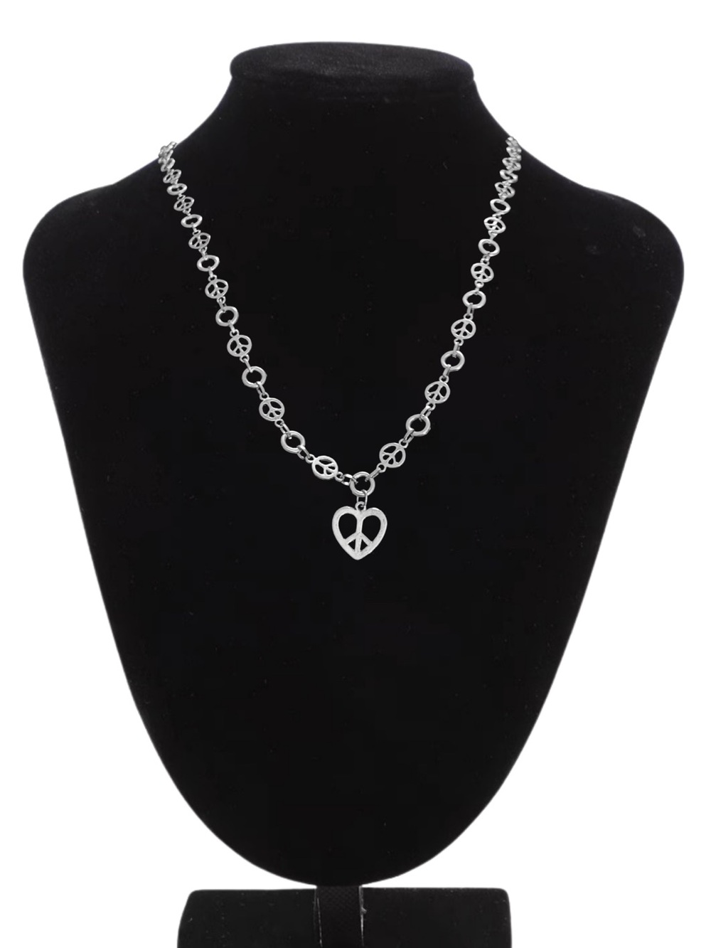 Hippie Peace Sign Heart Pendant Handcrafted Necklace